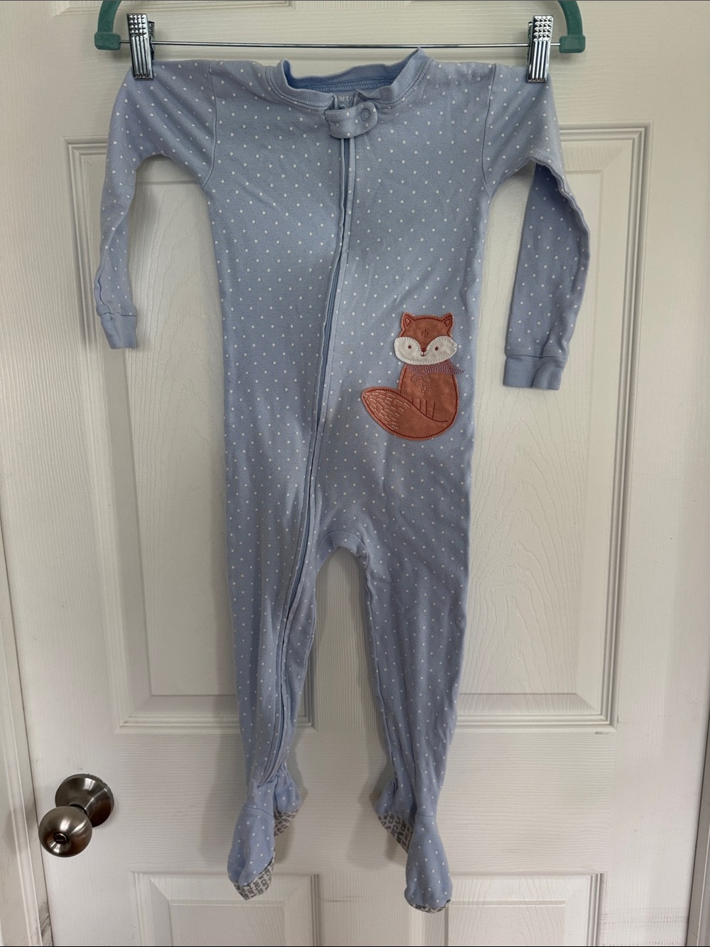 Carter’s Light Blue Polka Dot Kids One-Piece with Fox Applique